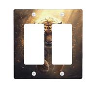 Wild Tiger Light Switch Cover Plates/Outlet Covers, Bold Orange Animal Print for Kids Rooms, Thermoplastic Wall Plates, Standard Size Double Rocker