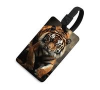 Wild Tiger Luggage Tag TPU Luggage Tag for Suitcases with Black Secure Strap Personalized Travel Essentials Bag Tag Address Card Quick Install for Cruise Airport