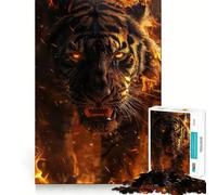 Wild Tiger on Fire 1000 Piece Jigsaws for Adults Think Training Play Tight Lock No Loose Pieces Unique Gift for Stress Relief (50x75cm)