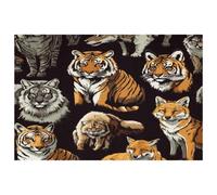 Wild Tigers Foxes Placemats, Set of 6 Table Mats for Dining Tables, 12×18 Inches Anti-Skid Heat Resistant Kitchen Table Place Mats