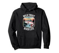 Wild Trout River Life Fly Fishing Trout Angler Pullover Hoodie