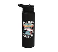 Wild Trout River Life Fly Fishing Trout Angler Stainless Steel Insulated Water Bottle