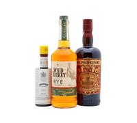Wild Turkey - Kentucky Straight Rye Whiskey 70cl x 2 + 20cl 40% ABV Manhattan Cocktail Bundle