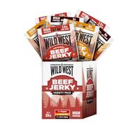 Wild West Beef Jerky Variety Pack 12 × 25g - 4 × Original, 4 × Honey BBQ, 4 × Hot & Spicy - High Protein Gluten Free Snack - No Added MSG - Ideal for Gym, Travel, Hiking & Everyday Energy