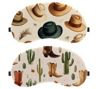 Wild West Cactus Cowboy Boots Hats 2-Pack Light-Blocking Soft Breathable Eye Masks Sleep Mask Eye Patch