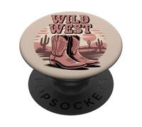 Wild West Cowboy Boots Desert Sunset Retro Aesthetic PopSockets Adhesive PopGrip