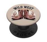 Wild West Cowboy Boots Desert Sunset Retro Aesthetic PopSockets Adhesive PopGrip