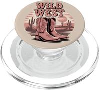 Wild West Cowboy Boots Desert Sunset Retro Aesthetic PopSockets PopGrip for MagSafe