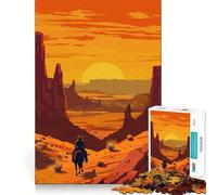 Wild West Cowboy Sunset 1000 Piece Puzzle For Teenagers Mind Skill Play Laser Cut for Flawless Fit Relaxing Indoor Group Activity (50x75cm)