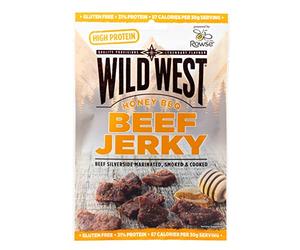 Wild West Honey BBQ Beef Jerky 60g - High Protein Gluten Free Snack - No Added MSG - Ideal for Gym, Travel, Hiking & Everyday Energy