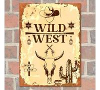 WILD WEST Retro Metal Sign Man Cave Bar Pub Plaque Party Vintage Gift