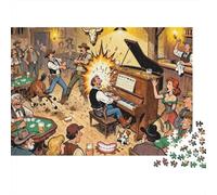 Wild West Saloon Piano Smash-Up Wooden Jigsaw Puzzle Waterproof 1000 Piece Puzzles for Adults Colourful Home Decoration