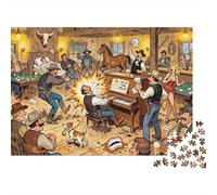 Wild West Saloon Piano Smash-Up Wooden Jigsaw Puzzle Waterproof 1000 Piece Puzzles for Adults Gifts Challenging And Brainteasing Educational Games
