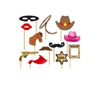 Wild West Themed Party Assorted Western Cowboy Photo Booth Props 12 Pack