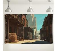 Wild West Town Backdrop, Rustic Vintage Street Scene Photography Background, Western Decor for Parties, Indoor/Outdoor Event Supplies 71x43 Inch