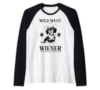 Wild West Wiener Dog Cowboy Dachshund Longest Dog Range Raglan Baseball Tee