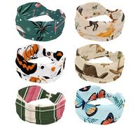Wild West Women Cowgirls with Horse Leaves Headbands for Women Workout, 6 Pack Twist Knotted Head Bands, Stretchy Hairbands, Non Slip Yoga Sport Turban Headwrap