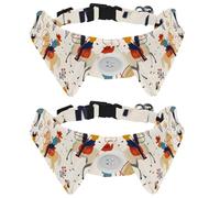 Wild Western Cowgirls Women Rodeo Leaves Dog Collar for Medium Dogs Puppies, 2 Pieces Bowtie Dog Collar, Comfortable Velvet Cat Pet Bowtie with Bell