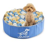 Wild Whimsy Foldable Dog Playpen - 32 Inch Indoor/Outdoor Ball Pit with Metal Reinforcement - Holds 400+ Balls, Storage Case Included