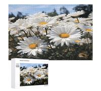 Wild White Daisies Puzzles for Adults Wooden Jigsaw Puzzle with Storage Box Personalized Exquisite Wooden Puzzle for Home Wall Decorative Puzzles&Relaxing Gifts 1000 PCS Pieces