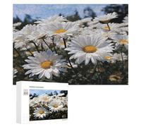 Wild White Daisies Puzzles for Adults Wooden Jigsaw Puzzle with Storage Box Personalized Exquisite Wooden Puzzle for Home Wall Decorative Puzzles&Relaxing Gifts 300 PCS Pieces