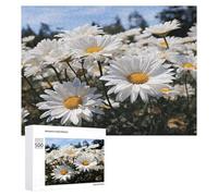 Wild White Daisies Puzzles for Adults Wooden Jigsaw Puzzle with Storage Box Personalized Exquisite Wooden Puzzle for Home Wall Decorative Puzzles&Relaxing Gifts 500 PCS Pieces