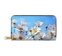 Wild White Daisy Flower Long Faux Leather Clutch Chic Stylish Women's Wallets for Modern Women Large Capacity Card Holder and Organizer Pockets Durable Purse Handbag for Everyday Travel