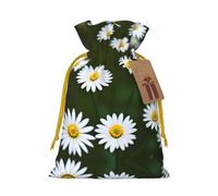 Wild White Daisy Flower Print Drawstring Pouch For Gifts,Reusable Adorable Gift Bags,Perfect For Jewelry And More