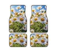 Wild White Daisy Flower Print Vehicle Foot Mat Set 4 Pieces Floor Mats Waterproof Anti-Slip Cars Trucks SUV Vans