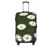Wild White Daisy Flower print Washable Travel Luggage Cover Abstract Colorful Print Luggage Suitcase Protector, White, Medium, White, Medium