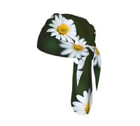 Wild White Daisy Flower Printed Do Rag Cap, Quick Dry Mesh Cycling Cap Helmet Liner for Biking Running Hiking