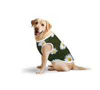 Wild White Daisy Flower Soft Cotton T-Shirt Vest For Large Dogs, Print Pet Clothes Breathable Pet Pullover Tee Sleeveless Sweatshirt (3xl-5xl)