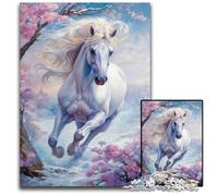 Wild White Horse in Winter 1000Pc Adults Jigsaw Puzzle Impossible Jigsaw Puzzles for Adults Family Interactive Game Craft Gift with Colorful Artwork 1000 PCS(75x50cm)