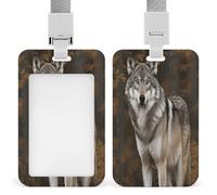 Wild Wild Gray Wolf Badge Holders Retractable ID Badge Holder with Lanyard Heavy Duty Badges Reel Card Protector Detachable ID Card Holder for Nurse Teacher Staff Officer