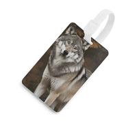 Wild Wild Gray Wolf Luggage Tag Classic Personalized Repeated Luggage Tag Cute Unique Travel Essentials Identifiers for Women Men Baggage Backpack Handbag Suitcase