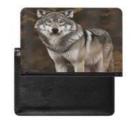 Wild Wild Gray Wolf Passport Holder Passport Wallet Document Organizer Protector PU Leather Card Slot Travel Accessories