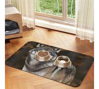 Wild Wild Gray Wolf Pet Feeding Mat Absorbent Pu Leather Dog Cat Food Mats Contain Spills Protects Floors, Anti-Slip Rubber Backing Dog Bowl Mats Easy Clean Pet Placemats 30x45cm