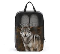 Wild Wild Gray Wolf Shoe Bags Foldable Breathable Portable Shoe Puches Organizer Stylish Expandable Packing Travel Shoes Bags for Sneakers Gym Luggage Closet