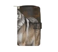 Wild Wild Gray Wolf Wallet Multifunctional Wallets for Men Compact Wallet Purse Passport Bag