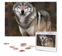 Wild Wild Gray Wolf Wooden Puzzles 1000 Pieces Personalized Jigsaw Puzzle For Adults Interesting Custom Photo Puzzles Gift For Holiday Birthday Wedding Anniversay