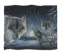Wild Wings Midnight Wolves 2 Silky Supersoft Blanket Black Blue (One Size)