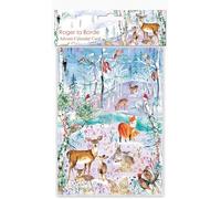 Wild Winter's Song Advent Calendar Greetings Card with Envelope | Snowy Woodland Christmas Card with 24 Doors & Festive Gold Foil Illustrations - 12x17cm