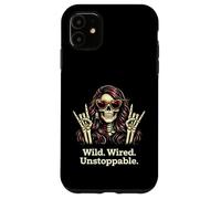 Wild Wired Unstoppable Rock Girl Skeleton, Rock'n Roll Party Case for iPhone 11