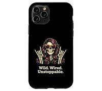 Wild Wired Unstoppable Rock Girl Skeleton, Rock'n Roll Party Case for iPhone 11 Pro
