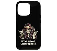 Wild Wired Unstoppable Rock Girl Skeleton, Rock'n Roll Party Case for iPhone 13 Pro