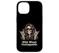 Wild Wired Unstoppable Rock Girl Skeleton, Rock'n Roll Party Case for iPhone 14