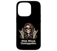 Wild Wired Unstoppable Rock Girl Skeleton, Rock'n Roll Party Case for iPhone 14 Pro