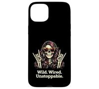 Wild Wired Unstoppable Rock Girl Skeleton, Rock'n Roll Party Case for iPhone 15 Plus