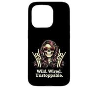 Wild Wired Unstoppable Rock Girl Skeleton, Rock'n Roll Party Case for iPhone 15 Pro
