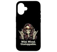 Wild Wired Unstoppable Rock Girl Skeleton, Rock'n Roll Party Case for iPhone 16